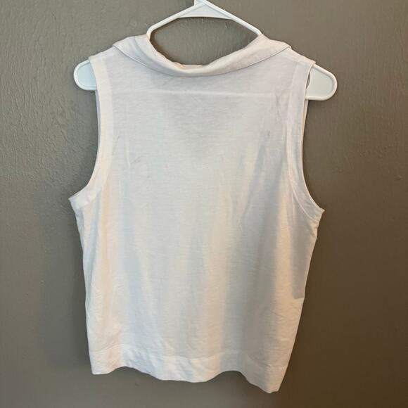 SINGRID OLSEN White Collar Tank Top Casaual Summer Spring Size Large casual - Picture 6 of 7